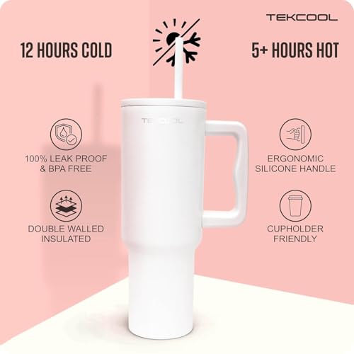 Image of Tumbler with lid and Straw 1200ML Cup Stainless Steel Hot and Cold with Handle and Lid 2 Straw Vacuum Insulated Tumbler for Water, Iced Tea or Coffee Office Gym Travelling