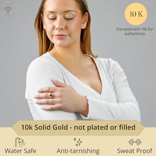 MAX + STONE Gemstone Oval Sunburst Halo Ring for Women in 10k White or Yellow Gold with Created White Sapphire and Birthstone Anniversary Ring Size 5 to 92