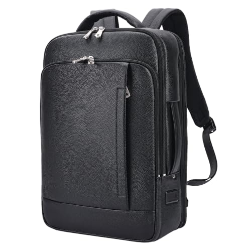 TIDING Expandable Leather Laptop Backpack