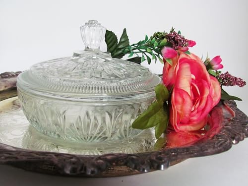 Crystal Beauty Dust Talc Powder Bowl w/Lid