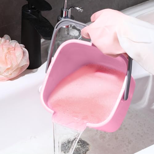 Image of Yaomiao 4 Pcs Cleaning Bucket 3 Qt Sanitizing Bucket,Pink | Restaurant Small Square Detergent Pail with Measurements Spout and Handle, for Home, Kitchen, Office, Commercial Use