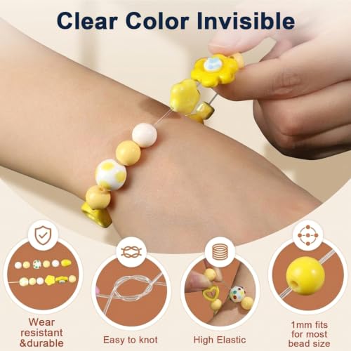 Image of PATPAT 1mm 100Meter Clear Elastic Thread for Bracelet Jewelry Making, DIY Bracelet Elastic String Flexible Invisible Thread Transparent Beading Cord for Bracelets, Necklaces, Jewelry Making & Crafts