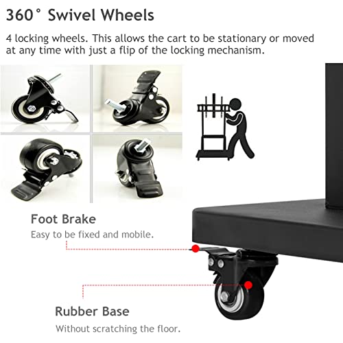 Soporte móvil para TV negro con ruedas ajustable en altura miniatura 7