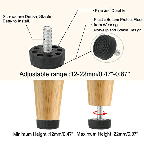 Sourcingmap M8 x 20 x 30mm Leveling Feet Adjustable Leveler Floor Protector Cover Support for Furniture Leg 8 Pack - Image 4