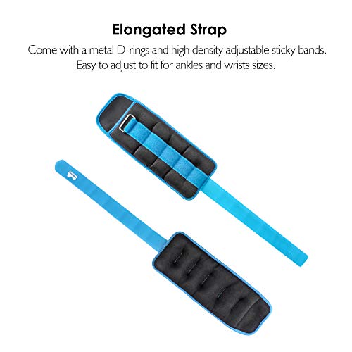 Reehut Ankle Weights Set 8 Lbs (1 Pair) For Women, Men And Kids, Wrist Arm Leg Weight For Fitness, Exercise, Walking, Jogging, Gymnastics, Aerobics, Gym - Sky Blue - 4 Lbs Each #TOP4