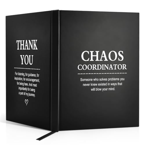 WUUCKOO Chaos Coordinator - Cuaderno de tapa dura de doble cara en blanco, 80 hojas, 160 páginas, regalos de coordinador del caos para mujeres, mamá, enfermera, regalos de agradecimiento para jefes,