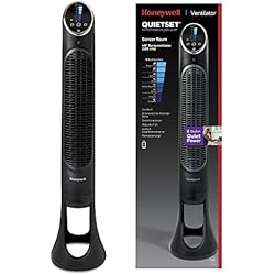 Ventilador Honeywell Ht900E4 Honeywell QuietSet Ventilador de Torre, 8 Ajustes de Velocidad, Oscilación de 80°, Función de Temporizador, Mando a Distancia, Opciones de Reducción Gradual de la Luz, HYF290