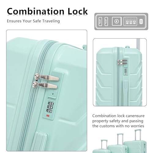 Image of 3 Pcs ABS Hardside Luggage Sets TSA Lock Spinner Wheel Suit Cases