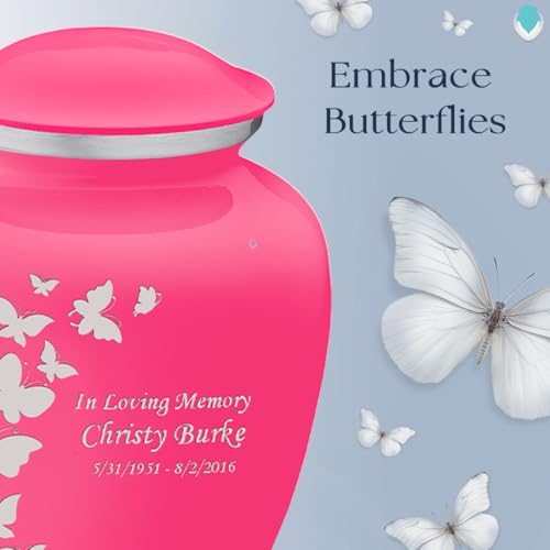 Image of Geturns - Adult Personalized Butterfly Cremation Urns for Human Ashes I Large Bright Pink Funeral Urn for Men and Women I 200 lbs