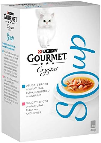 Gourmet Soup Adult Cat Fish Variety Wet Food Pouch Multi-Pack, 4x40g (Pack of 10)