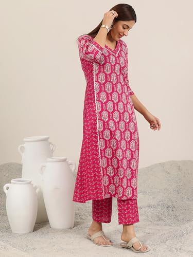 Image of Libas Printed Cotton Straight Kurta with Trouser