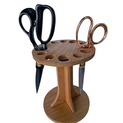 Image of Rotating Scissor Holder - 12 Slot Organizer for Sewing, Quilting & Craft Rooms - Smooth Spinning Shear Stand for Crafters & Stylists