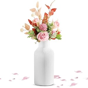 Vasen deko 20cm Keramik Vase Weiß, Deco-Matte-vase für Pampasgras, BohoVase Deko Aesthetic, Einfach Nordic Stil Moderne rustikale Bauernhaus Home Decor Blumenvase für Tischdeko Innenbereich Ostervase