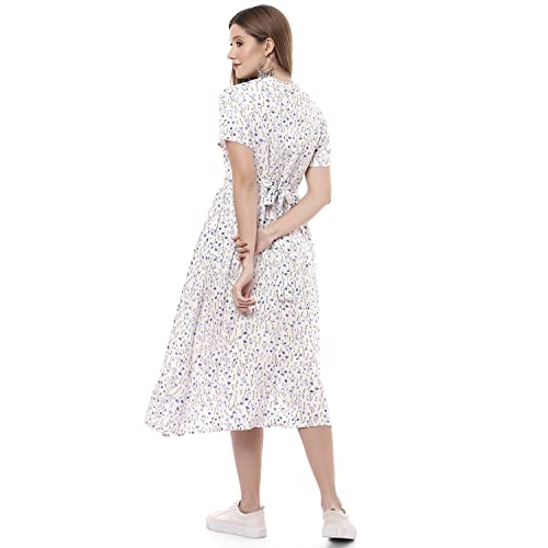 Image of Rangriti White Liva Flared Dress for Women