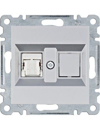 Prise simple RJ45 cat 6 FTP argent Lumina pour un bureau moderne epure
