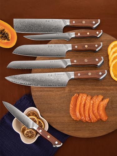 Knife Set, Damascus Knives 2pcs | VG-10 Core Sharp Blade & Ergonomic Natural Rosewood Handle | Full Tang Kitchen Knife Forged 67 Layers Damascus Stainless | Gift Box - Image 7