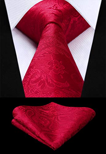 HISDERN Men's Vest Tie Set Paisley Floral Jacquard Necktie Pocket Square 3PCS Waistcoat for Suit or Tuxedo Wedding Party3