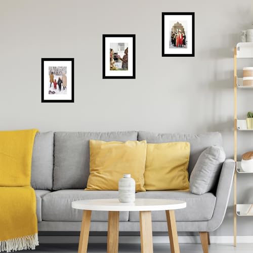 Image of JCJMY 5.8x8.3 A5 Picture Frame Black with 4x6 Mat for Wall Hanging or Tabletop, Display Photo 4x6 with Mat or 5.8 x 8.3 Without Mat, Wall Poster Photo Frame with Shatter Resistant Plexiglass, Black