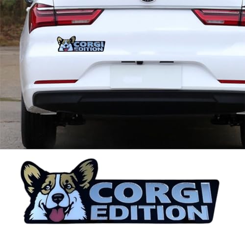 Image of Cute Dog Car Badge Laser Cutting Car Emblem,Funy 3D Acrylic Dogs Badge Rated Car Emblem Automotive Badge Decals and Stickers for Car, Truck, Rv, Boat Exterior Decoration (Corgi)