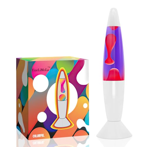 FineLiMoLa 14‘’White Base Magma Liquid Motion Lamp with Purple Liquid and Pink Wax for Adults Kids Night Light Lamp Decoration for Living-Room Bedroom Christmas Thanksgiving Day