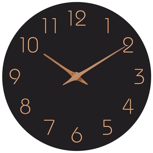 Image of Mosewa Large Wall Clock 18 Inch Black Battery Operated Silent Non Ticking Simple Minimalist Rose Gold Numbers Clock Decorative for Bedroom Living Room Kitchen Home Office