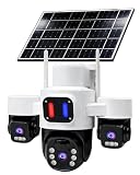 Triple Lens Solar Security Camera Outdoor Wireless for Home Surveillance