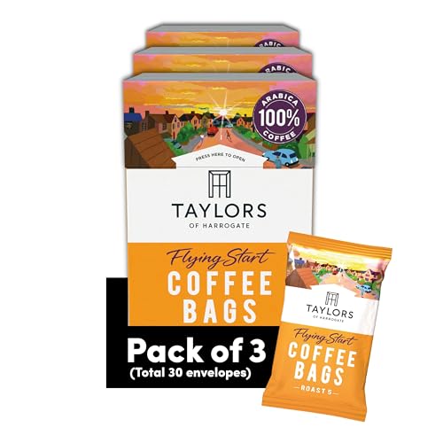 Taylors of Harrogate, Roast 5, Flying Start Coffee Bags, 3 Boxes of 10 (Total 30 Bags)