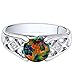 PEORA Created Black Fire Opal Ring for Women 925 Sterling Silver, Venetian Vintage Design, 1 Carat Round Shape 7mm, Size 6, Engagement, Promise, Anniversary Ring, w/Jewelry Box, Sparkling Jewelry
