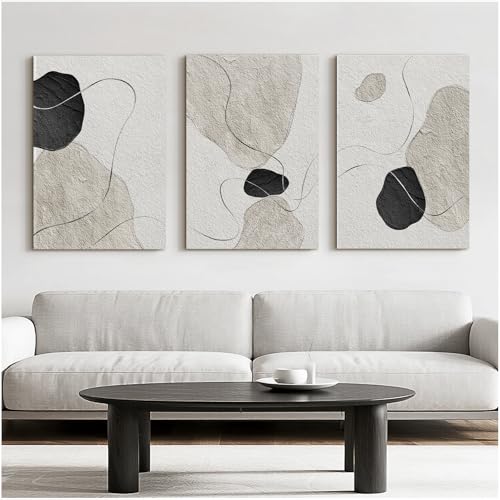 Bzstyleart Large Abstract Wall Art for Living Room, 3 Piece
