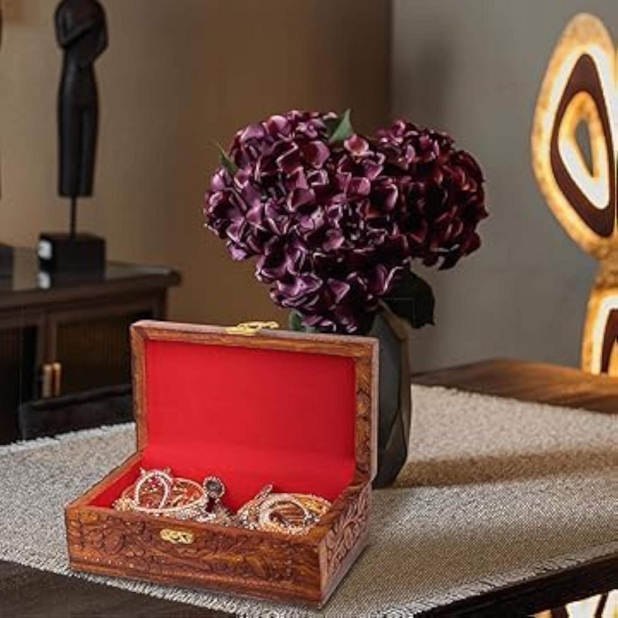 Handmade Wooden Jewellery Box with Brass Work