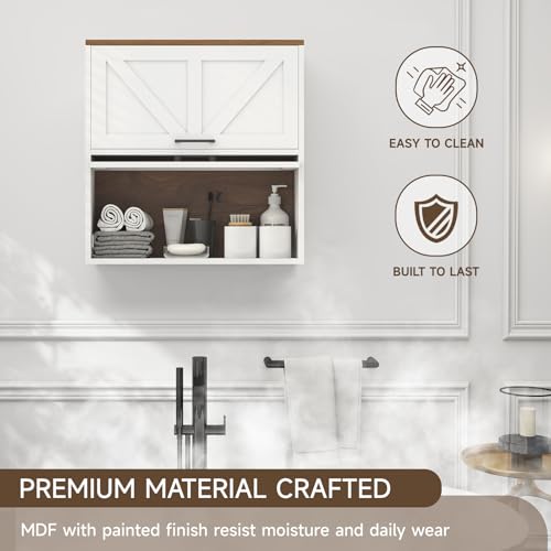 HollyHOME Farmhouse Bathroom Wall Cabinet, Wall-Mounted Storage - Image 7