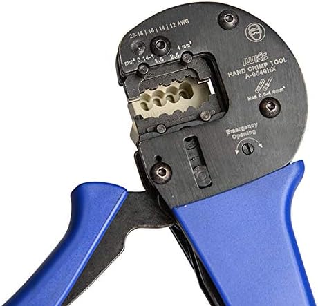 IWS-0540HX Hand Crimper Plier Tools for 0.14mm2-4.0mm2 (AWG26-12) Harting Han D/E/C Connectors with Locator