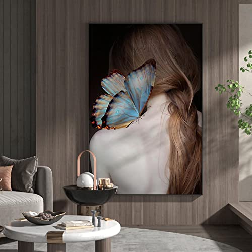 Affiche Femme Papillon Art Moderne KEBIA : Déco Murale Salon et Chambre Toile 40x60cm