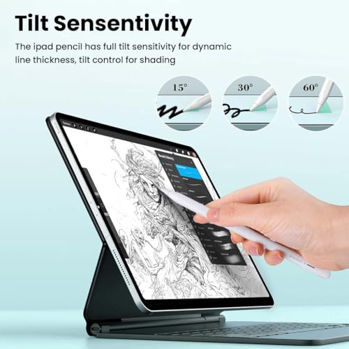 Image of iPad Pencil Stylus Pen, Bluetooth, 10-minute Charge, Palm Rejection, Tilt, Magnetic Attraction, Compatible iPad2018-2025, iPad 10th / 11th Gen, Pro 11, 12.9 & M4, Air 4 /5 /M2 /M3, Mini 6 / A17Pro