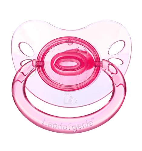 Image of Landofgenie Large Shield Adult Size Pacifiers Butterfly Shape Transparent Design Pacifier Pink