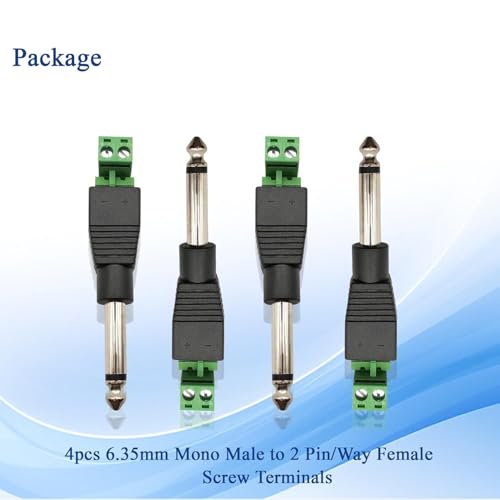 Image of MX 2 Pack 6.35mm 1 /4 inch Mono Plug TS 6.35mm Male Solderless Terminal Adapter Jack DIY Audio Cable Connector for Microphone Speaker Electric Guitar Bass Keyboard Amplifier Audio Cable Repair