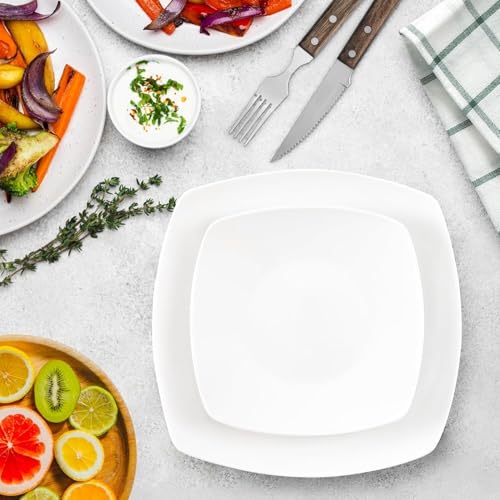 Image of Zulay Kitchen Luna 18-Piece Porcelain Dinnerware Set - Chip and Scratch Resistant Plates and Bowls - Premium Quality Dishes Set for 6, White
