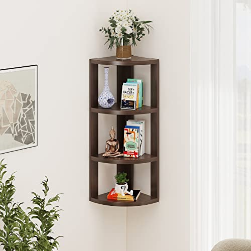 Image of BLUEWUD Alba Engineered Wood Multipurpose Wall Decor Floating & Free Standing Shelf Display Rack Decorative Hall Decor for Living Room Home Furniture (3 Shelves) (Wenge)