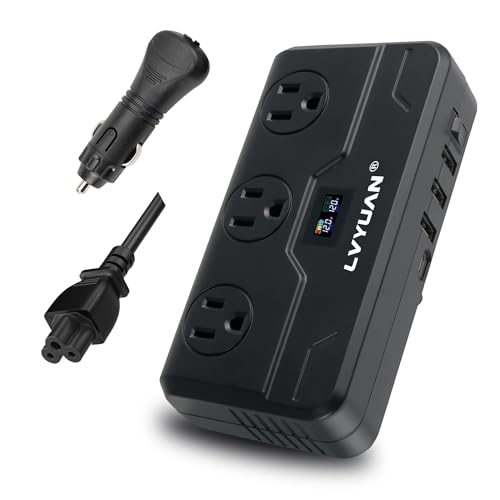 Image of 200W Car Power Inverter, LVYUAN DC 12V to 110V/120V AC Car Plug Adapter Outlet with [20W USB-C] /USB-Fast Charger(18W) / 4.8A Dual USB/car Charger for Laptop