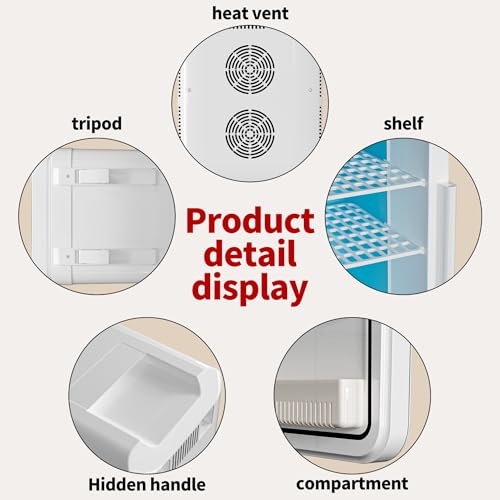Image of Mini Fridge for Bedroom - 10 Liter /15 Can Portable Refrigerator for Dorm, Office, Car - Quiet Cooler & Warmer for Food, Drinks, Makeup & Skincare - AC /DC Power Supply