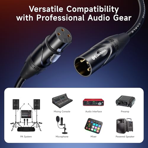 cable matters 2-pack premium xlr to xlr cables - 6ft male to female microphone cable oxygen-free copper ofc mic cord black