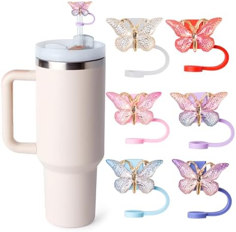 6PCS Cute Straw Cover Cap for Stanley Cup 40oz/30oz Tumbler, 10mm Reusable Cute Drinking Straws Topper Stanley Cup Accessories, Straw Covers Decorations girls Gifts