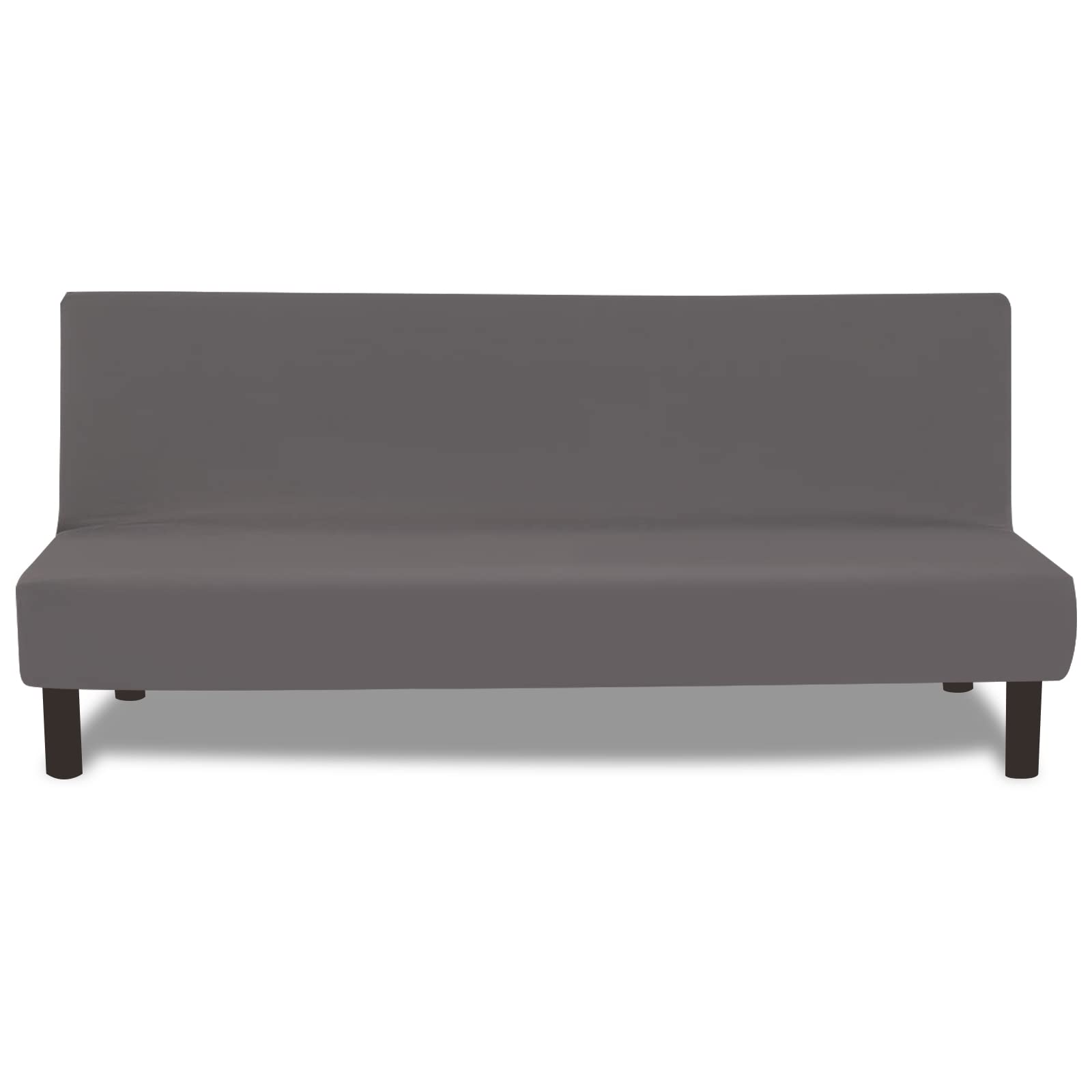 FIGOOO Copridivano senza Braccioli 3 Posti Elasticizzato Copridivano Letto Pieghevole Universale Lavabile Spandex Fodera per Futon a Tinta Unita Coperture Divano Clic Clac per Soggiorno Casa,Grigio