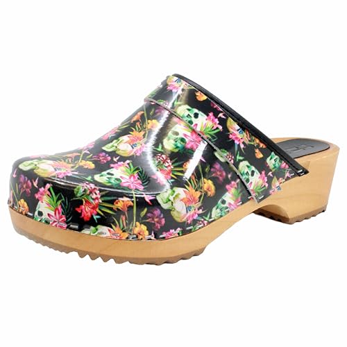 Image of Bjork Maja Wood Open Back Leather Clogs