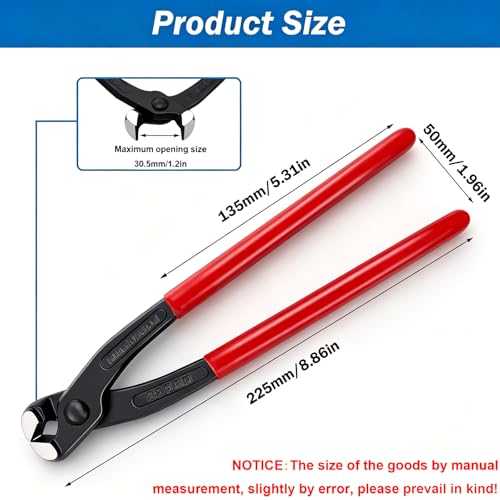Image of Ear Clamp Pliers 9 Inch Hose Clamp Crimping Tool Carbon Steel Pinch Clamp Pliers Install Remove Clamp Nail Puller Tool for repairing pipes, fuel lines