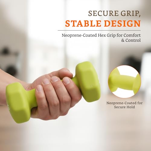 Image of Amazon Brand - Solimo Neoprene Dumbbell 5 Kg, Set of 2 (Green)