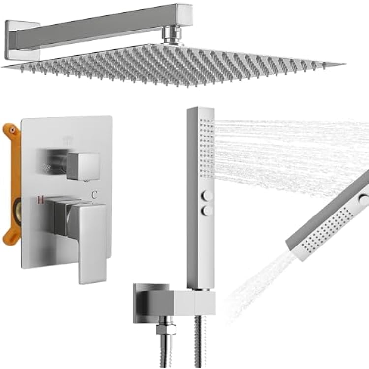 RUMOSE Brushed Nickel Rainfall Shower System 12 Inch India | Ubuy