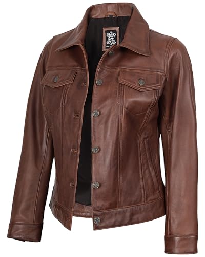 fjackets Frndo Cognac Veste en cuir Femme | [1318875] XL
