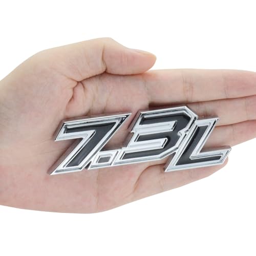 Image of 2Pcs 7.3L Emblems 3D Power Stroke Turbo Side Badge Nameplate Decal Stickers Logo Fit for 150 250 350 (Silver Black)