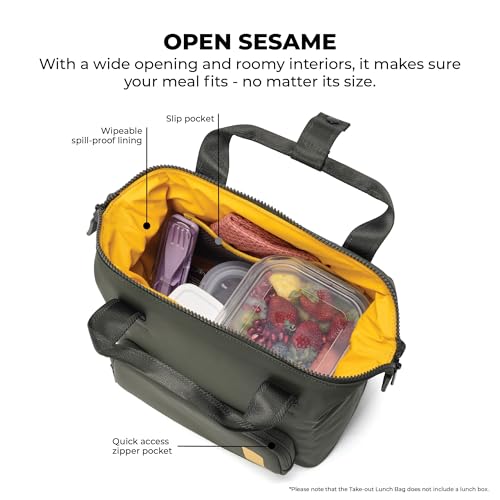 Image of MOKOBARA The Take-Out Lunch Bag - Green Spill-Proof Large & Roomy for Daily Use, Office Carry, Travel, Easy Access & Easy to Clean (Seaweed Green), Green
